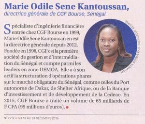 Marie Odile Sène Kantoussan, DG CGF Bourse